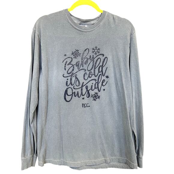 Baby it's Cold Outside Comfort Colors Long Sleeve Tee Medium - Picture 1 of 2